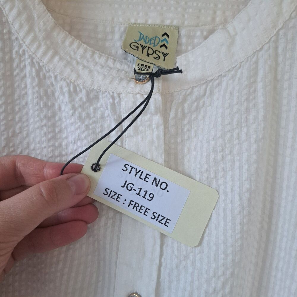NEW Jaded Gypsy One Size White Long Sleeve Tunic Blouse Shirt Top Boho Oversized - Picture 4 of 13